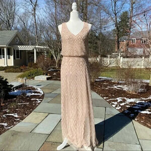 NWT Anthropologie BHLDN Blaise Sequin Embellished Maxi Gown Dress in Blush